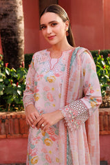 Luxury Digital Print Ensemble with Chiffon Dupatta & Lawn Trouser