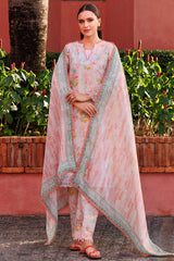 Luxury Digital Print Ensemble with Chiffon Dupatta & Lawn Trouser