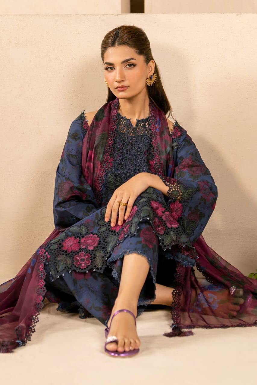 Luxury Digital Elegance with Chiffon Grace & Organza Embroidery