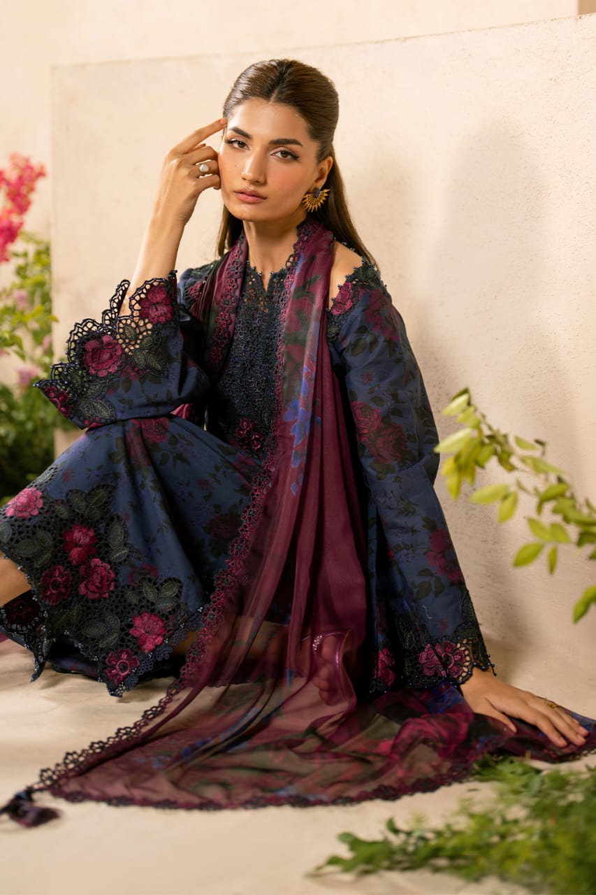 Luxury Digital Elegance with Chiffon Grace & Organza Embroidery