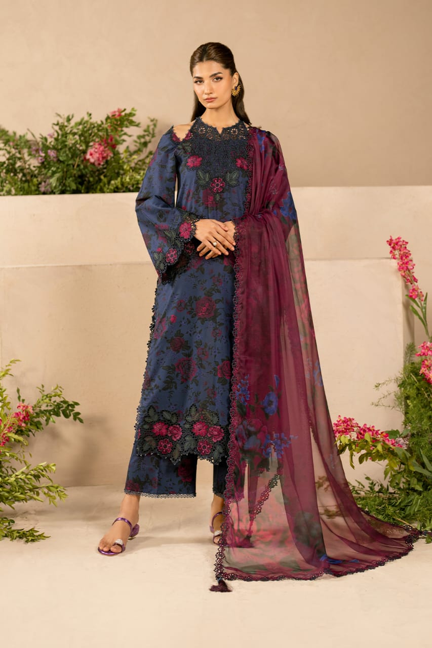 Luxury Digital Elegance with Chiffon Grace & Organza Embroidery