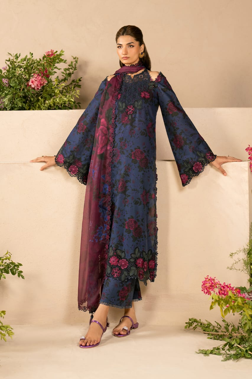 Luxury Digital Elegance with Chiffon Grace & Organza Embroidery
