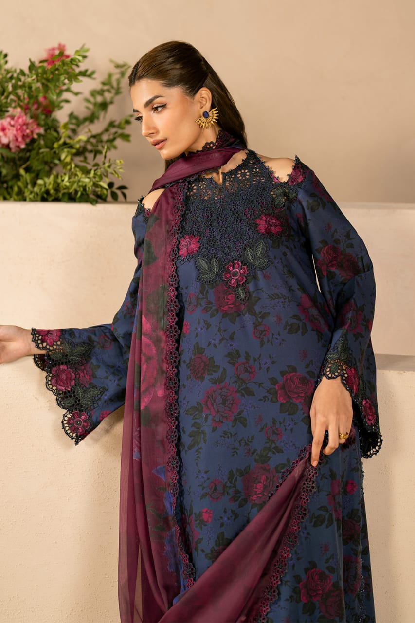 Luxury Digital Elegance with Chiffon Grace & Organza Embroidery